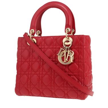 Borsa Dior  Lady Dior modello medio  in pelle cannage rossa
