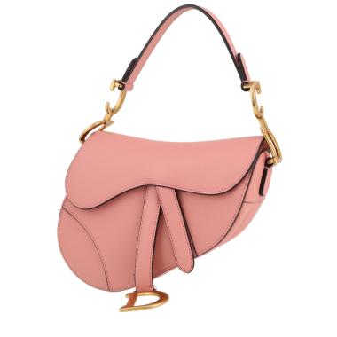 Sac à main Dior  Saddle mini  en cuir grainé rose