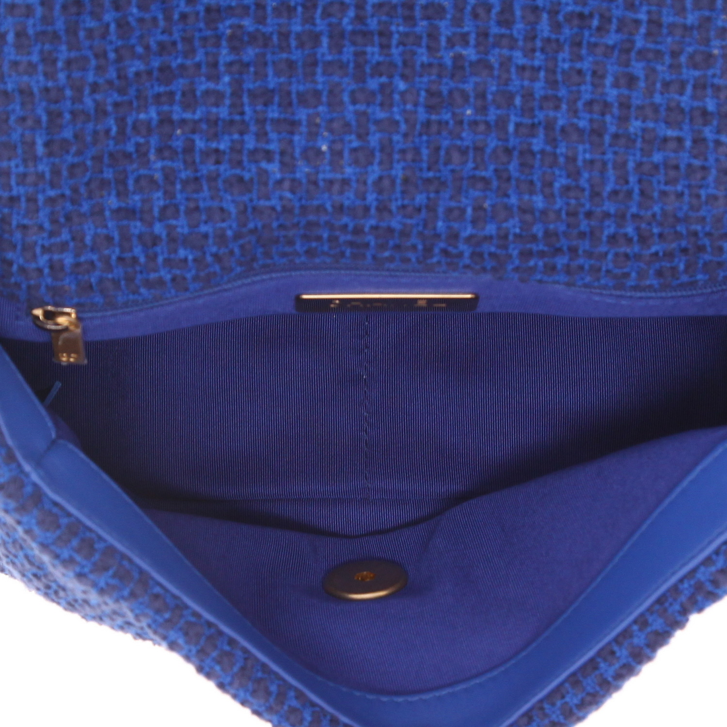 Chanel  19 shoulder bag  in blue tweed - Detail D3
