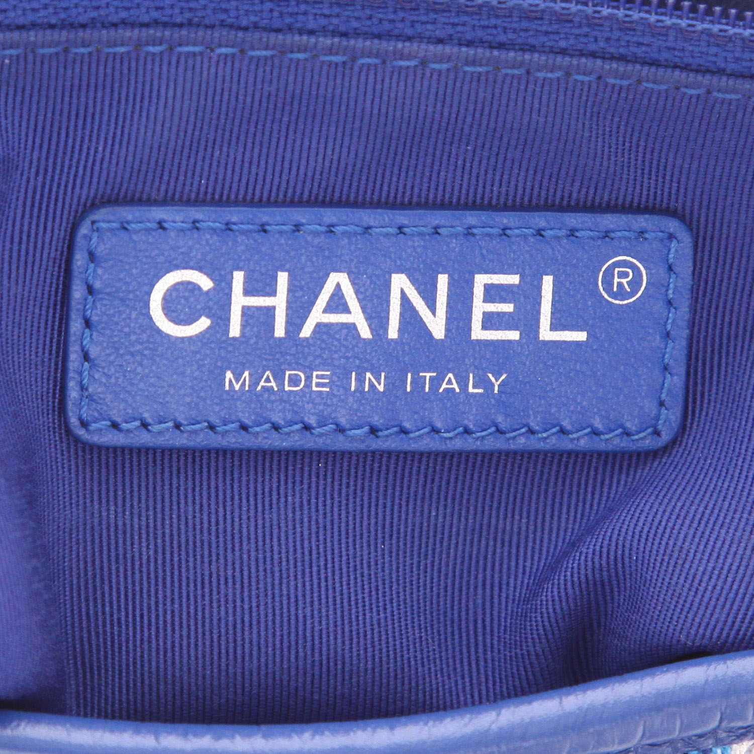 Borsa a tracolla Chanel  Gabrielle  modello piccolo  in tela blu e pelle blu - Detail D2