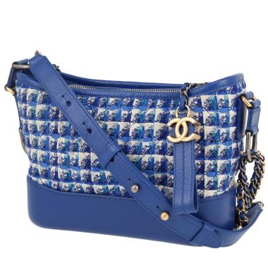 Chanel  Gabrielle  small model  shoulder bag  in blue canvas  and blue leather
