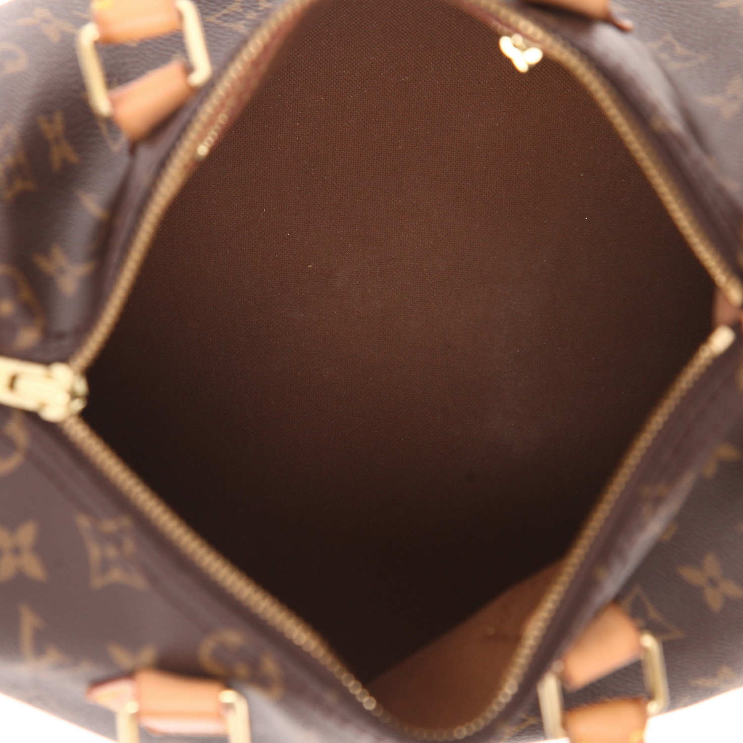 Bolso de mano Louis Vuitton  Speedy 25 en lona Monogram marrón y cuero natural - Detail D3