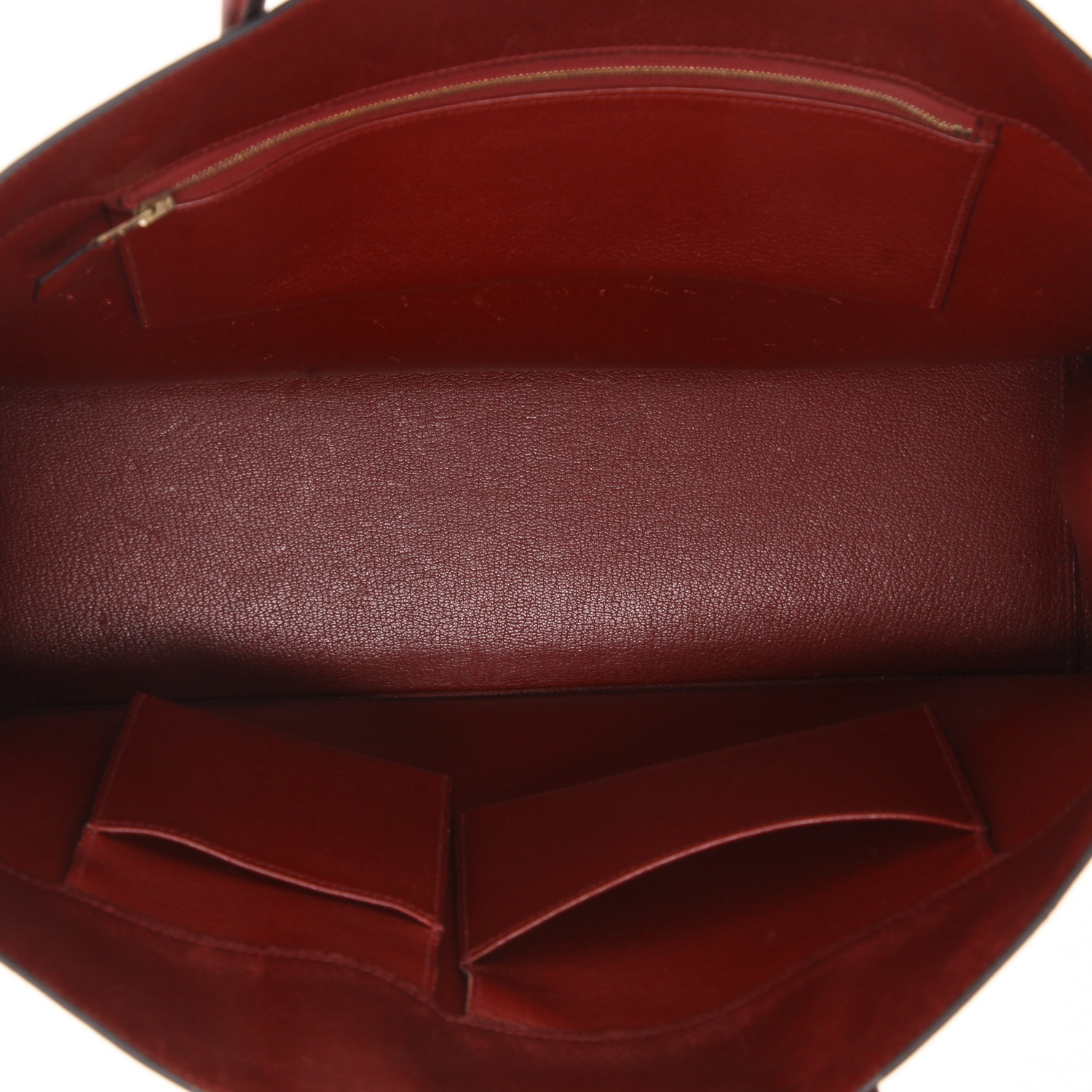 Hermès  White Bus handbag  in burgundy Courchevel leather - Detail D3