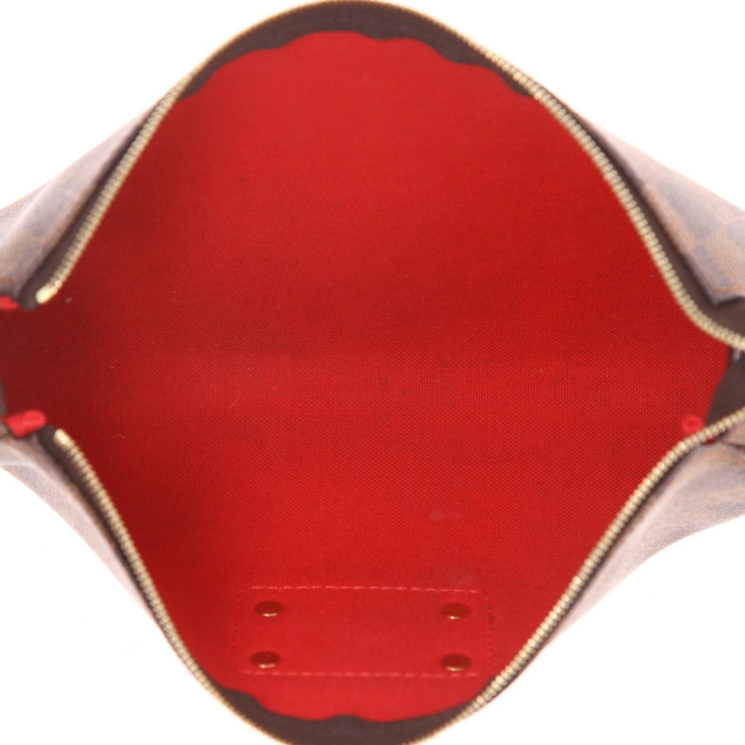 Sac bandoulière Louis Vuitton  Eva en toile damier ébène et cuir marron - Detail D3