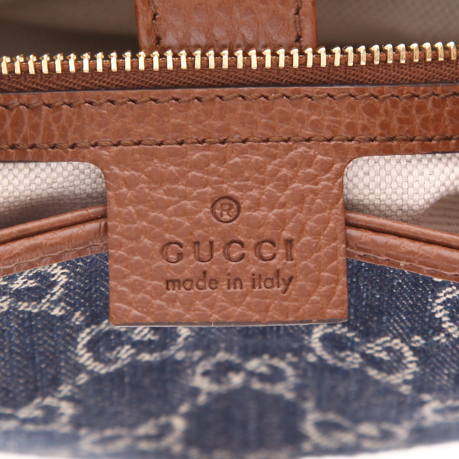 Sac à main Gucci  Jackie en toile sûpreme GG bleue et cuir marron - Detail D2