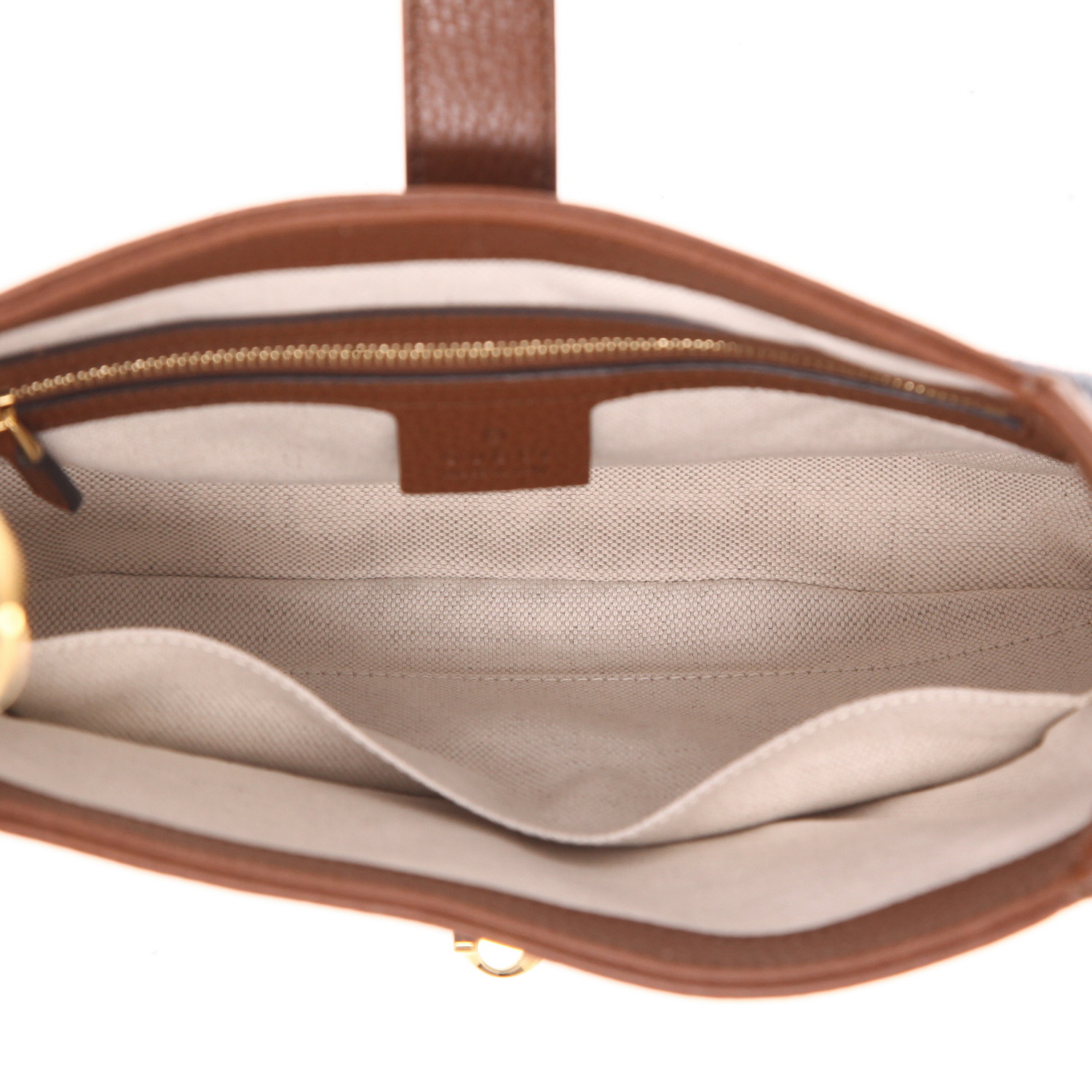 Bolso de mano Gucci  Jackie en tejido "sûpreme GG" azul y cuero marrón - Detail D3