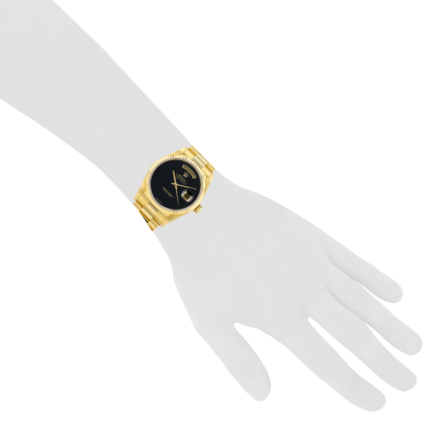 Rolex Day-Date "Onyx" in yellow gold Ref: Rolex - 18038  Circa 1986 - Detail D1
