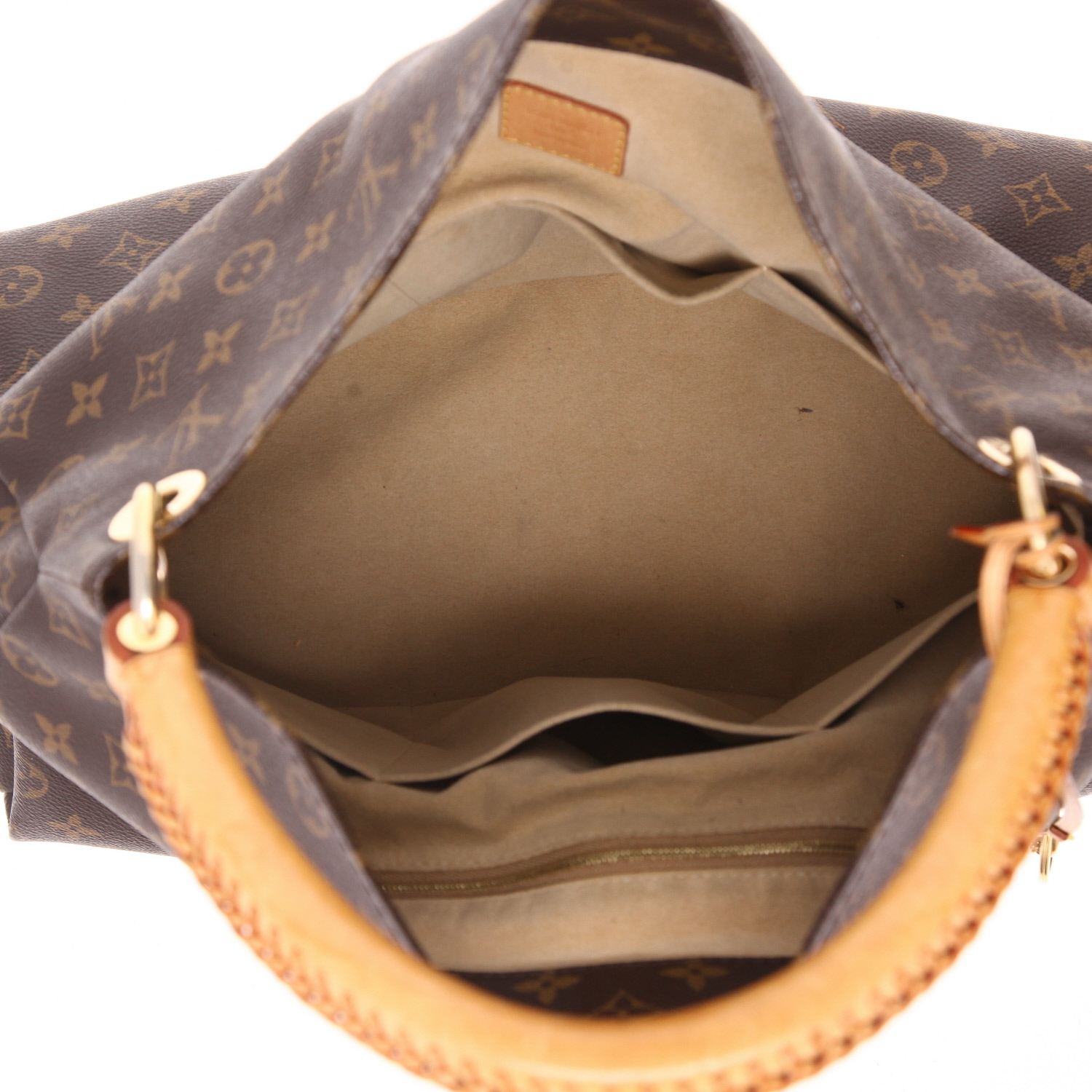 Borsa Louis Vuitton  Artsy in tela monogram marrone e pelle naturale - Detail D3