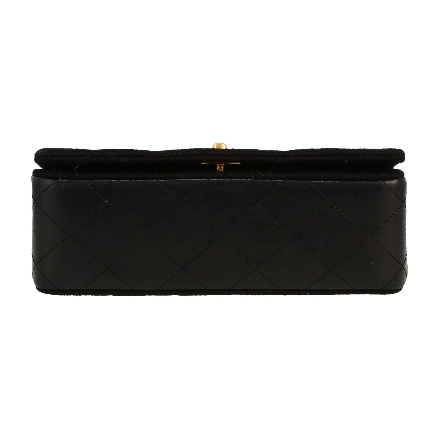 Chanel  Mademoiselle shoulder bag  in black canvas  and black leather - Detail D1