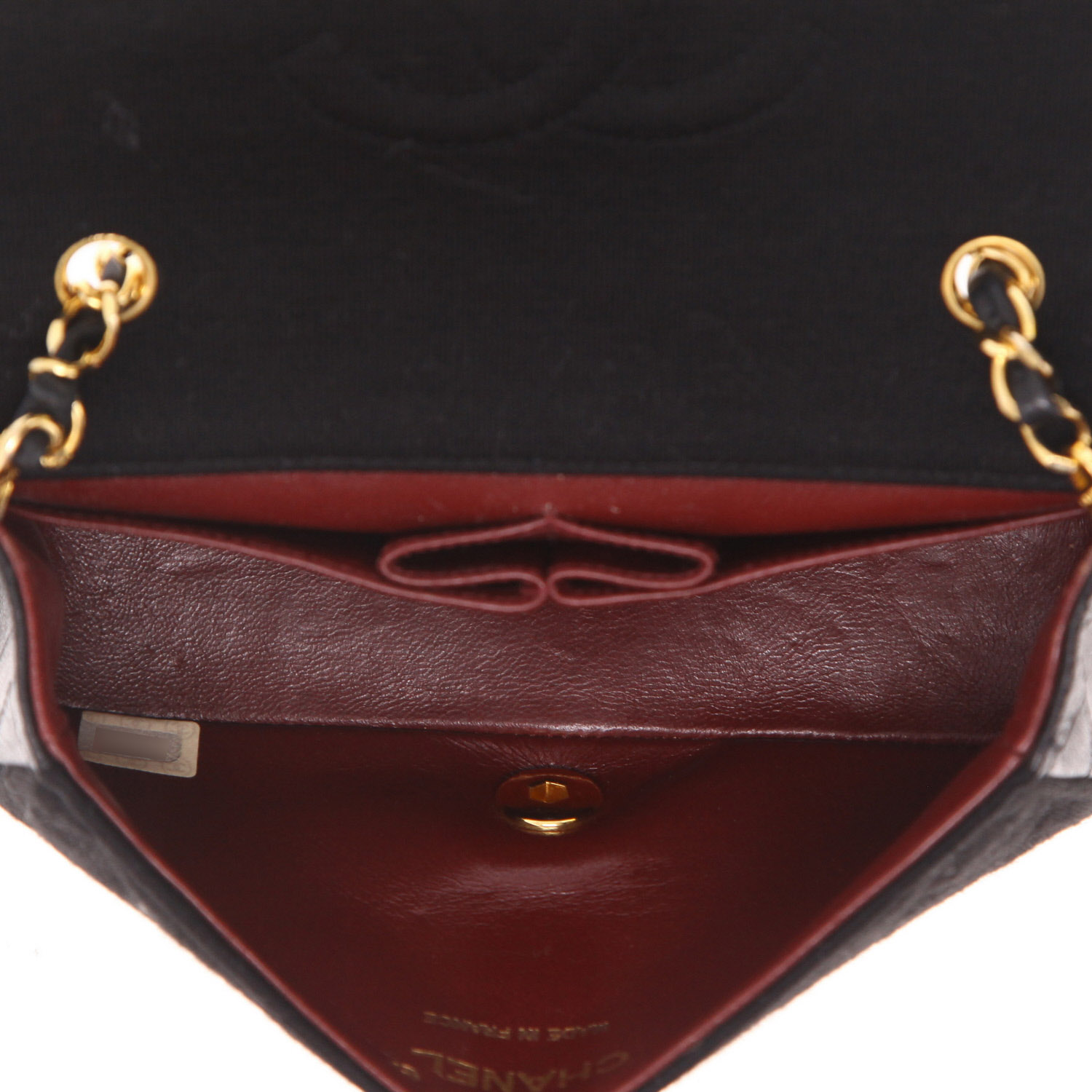 Sac bandoulière Chanel  Mademoiselle en toile noire et cuir noir - Detail D3