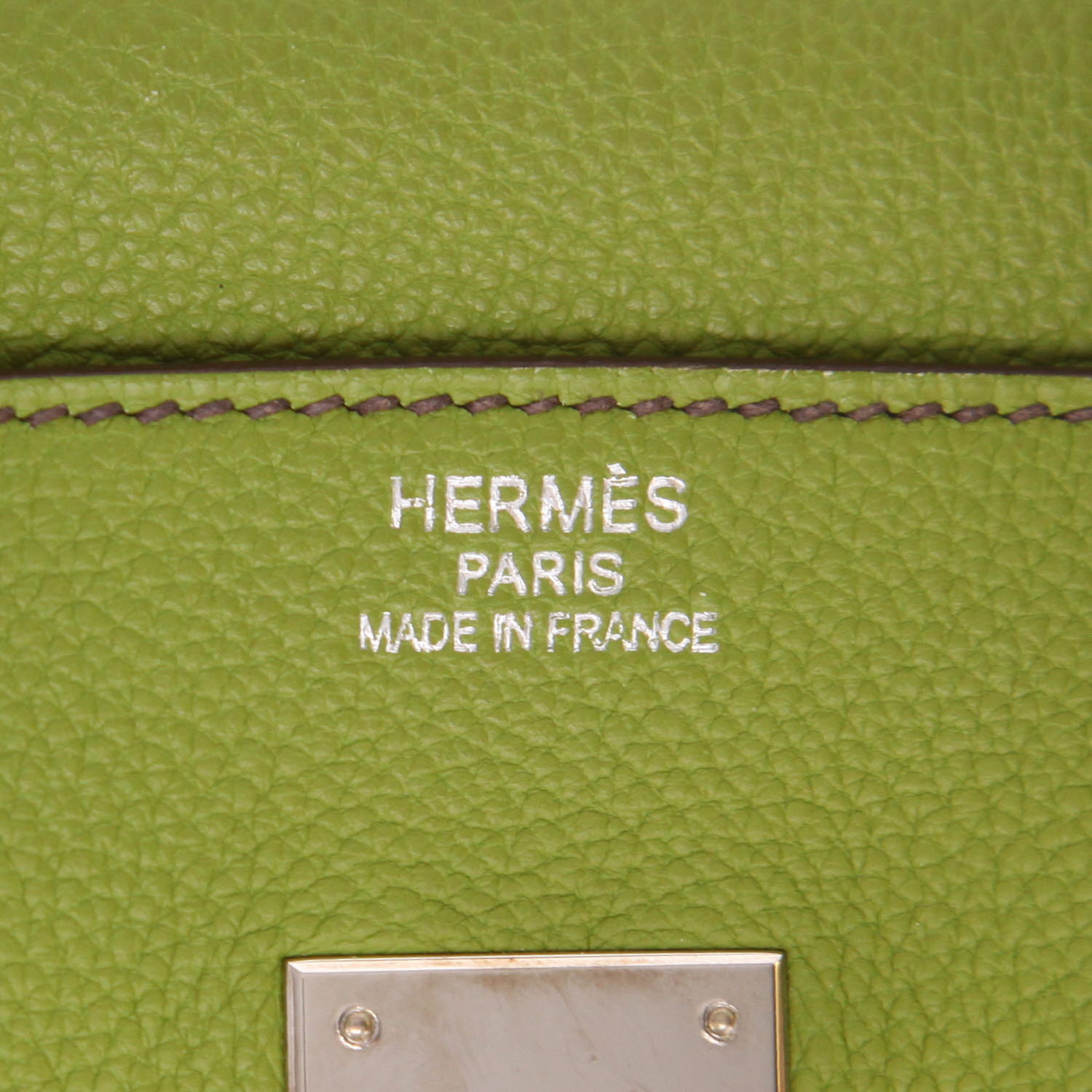 Sac à main Hermès  Birkin 35 cm en cuir togo vert-anis - Detail D2