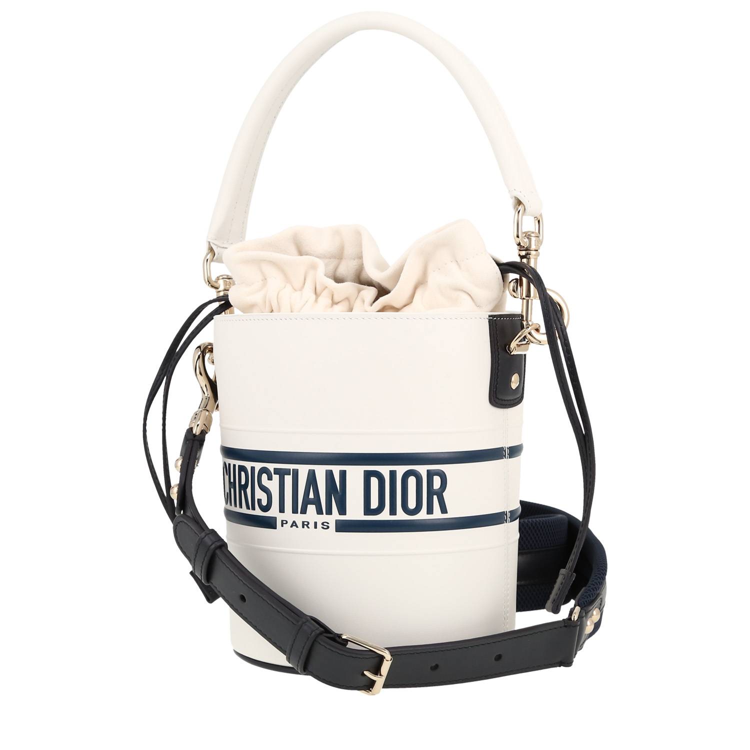 Dior Vibe Hobo shoulder bag in white and navy blue leather