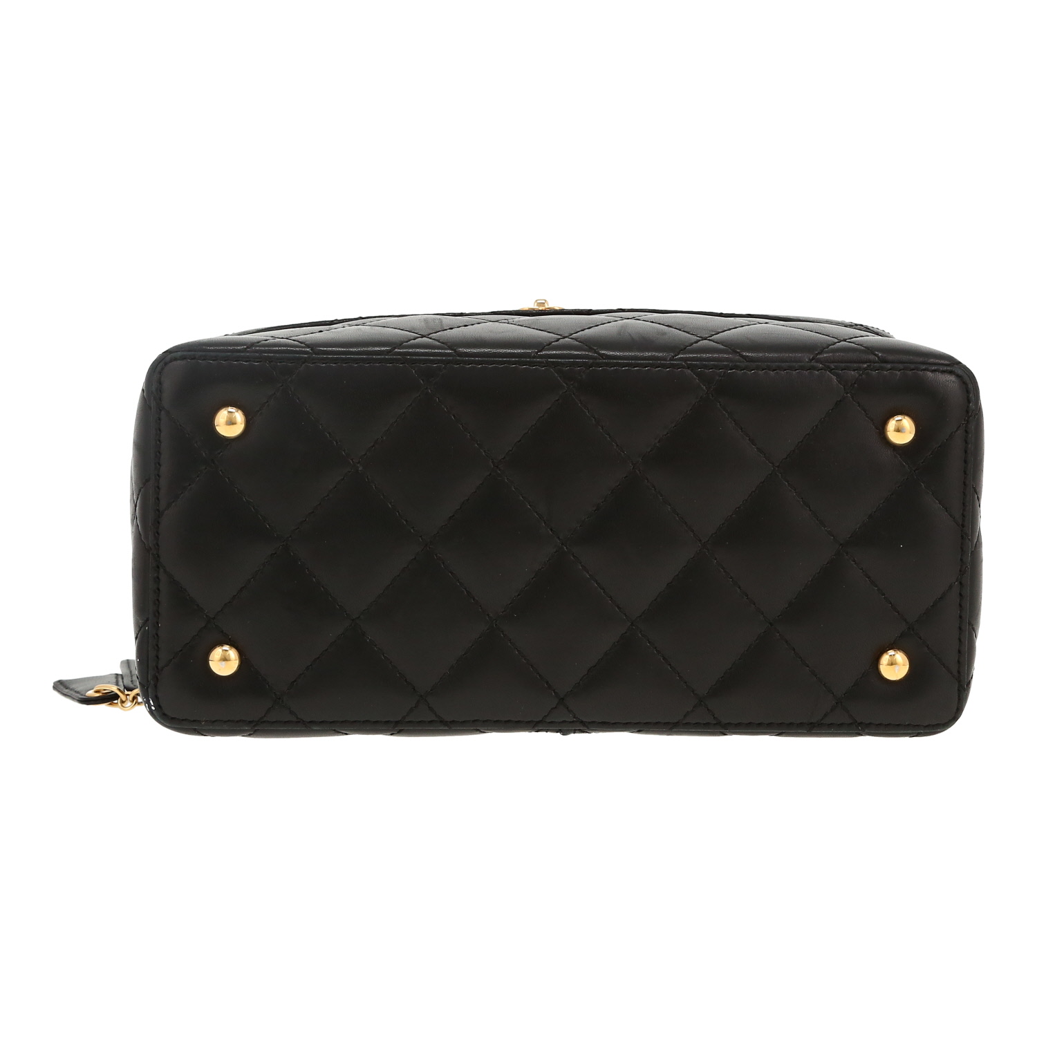 Vanity Chanel  Vanity en cuero acolchado negro - Detail D1