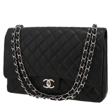 Borsa Chanel  Timeless Maxi Jumbo in pelle martellata e trapuntata nera