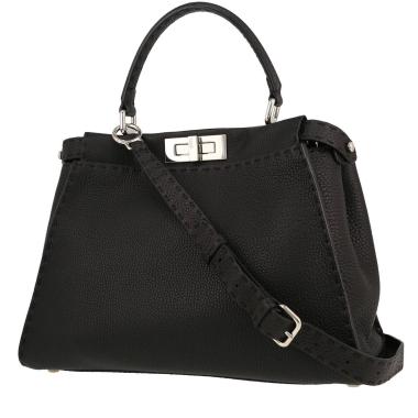 Borsa Fendi  Peekaboo modello medio  in pelle martellata nera