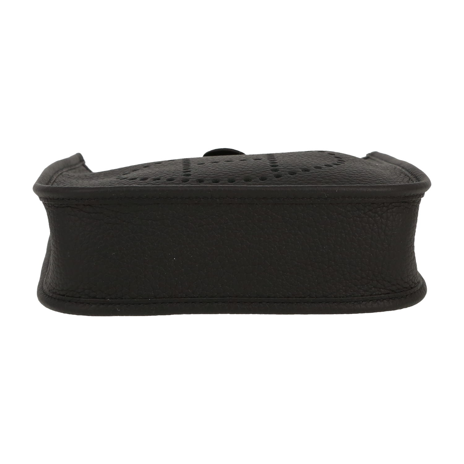 Hermès  Mini Evelyne shoulder bag  in black leather taurillon clémence - Detail D1