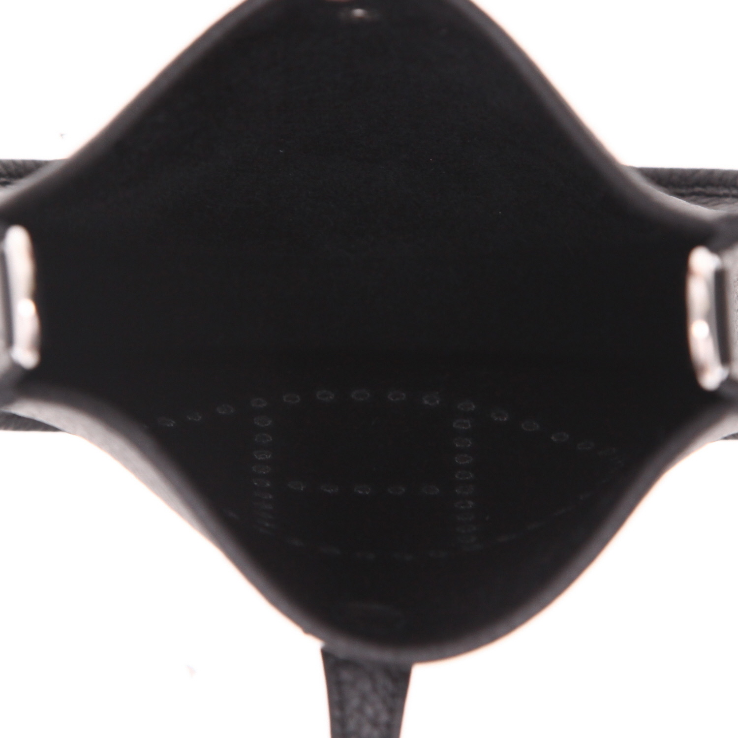 Sac bandoulière Hermès  Mini Evelyne en cuir taurillon clémence noir - Detail D3