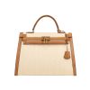 Borsa Hermès  Kelly 35 cm in pelle martellata marrone e crine beige - 360 thumbnail