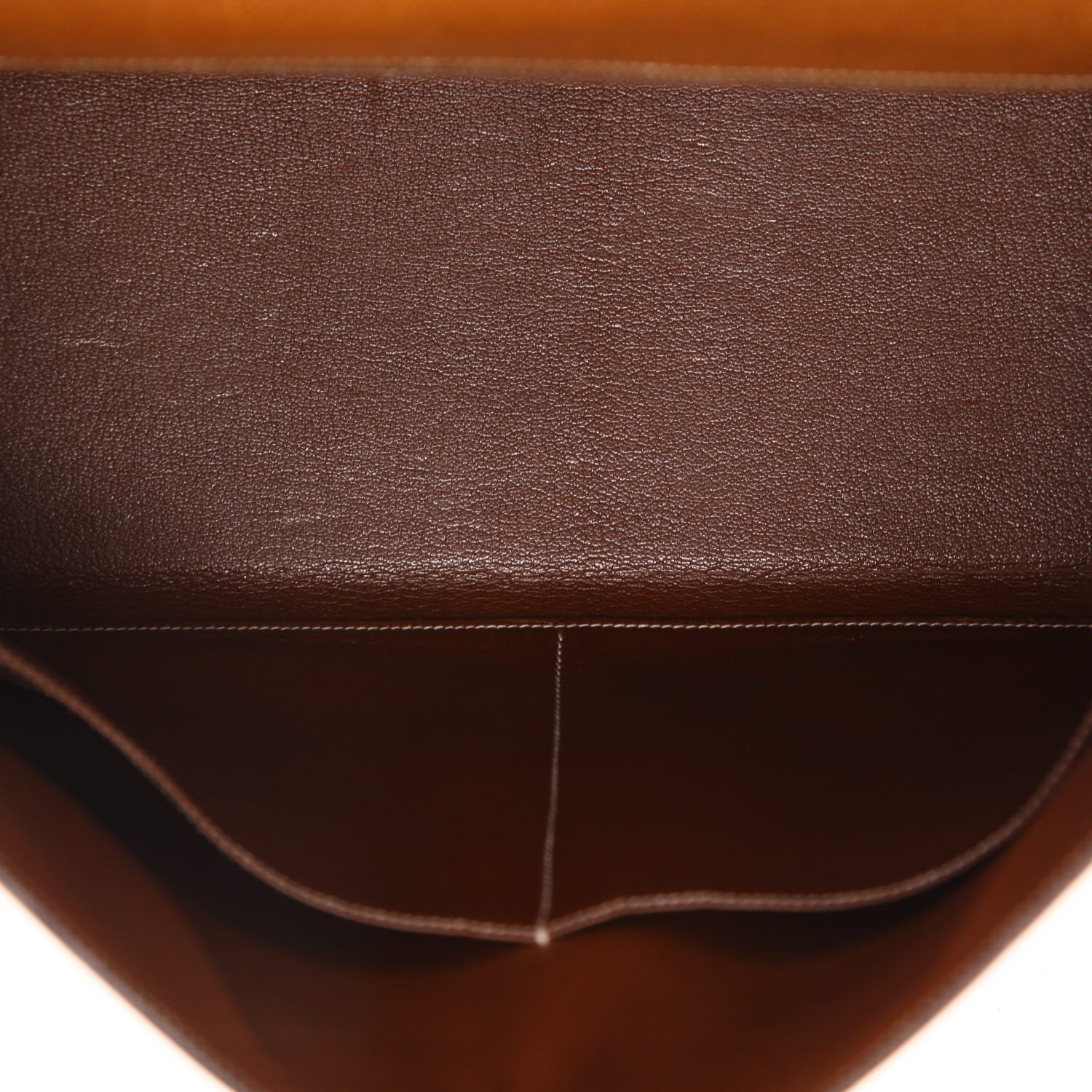 Sac à main Hermès  Kelly 35 cm en cuir grainé marron et crinoline beige - Detail D3