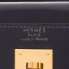 Hermès  Kelly 32 cm handbag  in navy blue box leather  and beige canvas - Detail D2 thumbnail