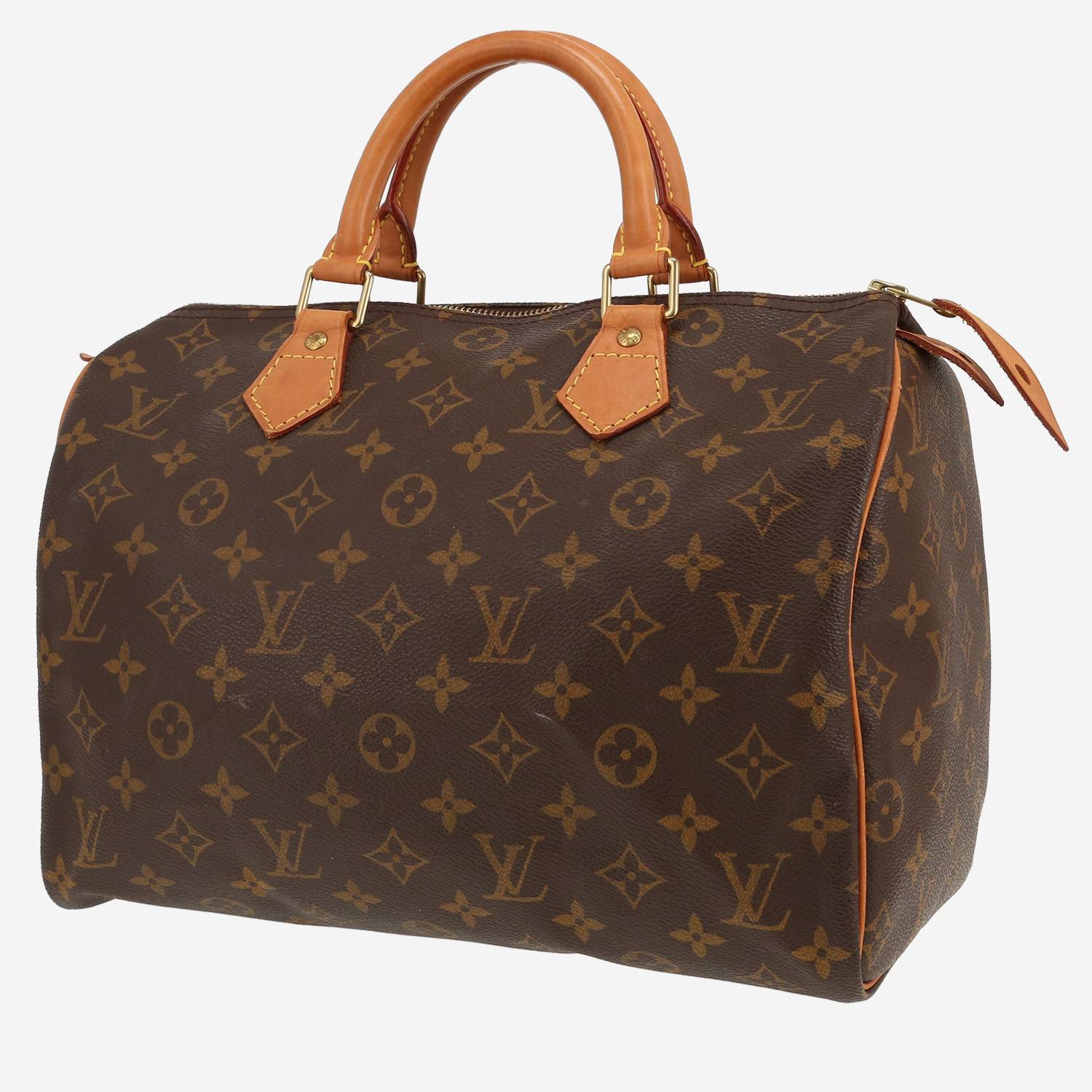 Bolso de mano Louis Vuitton  Speedy 30 en lona Monogram marrón y cuero natural