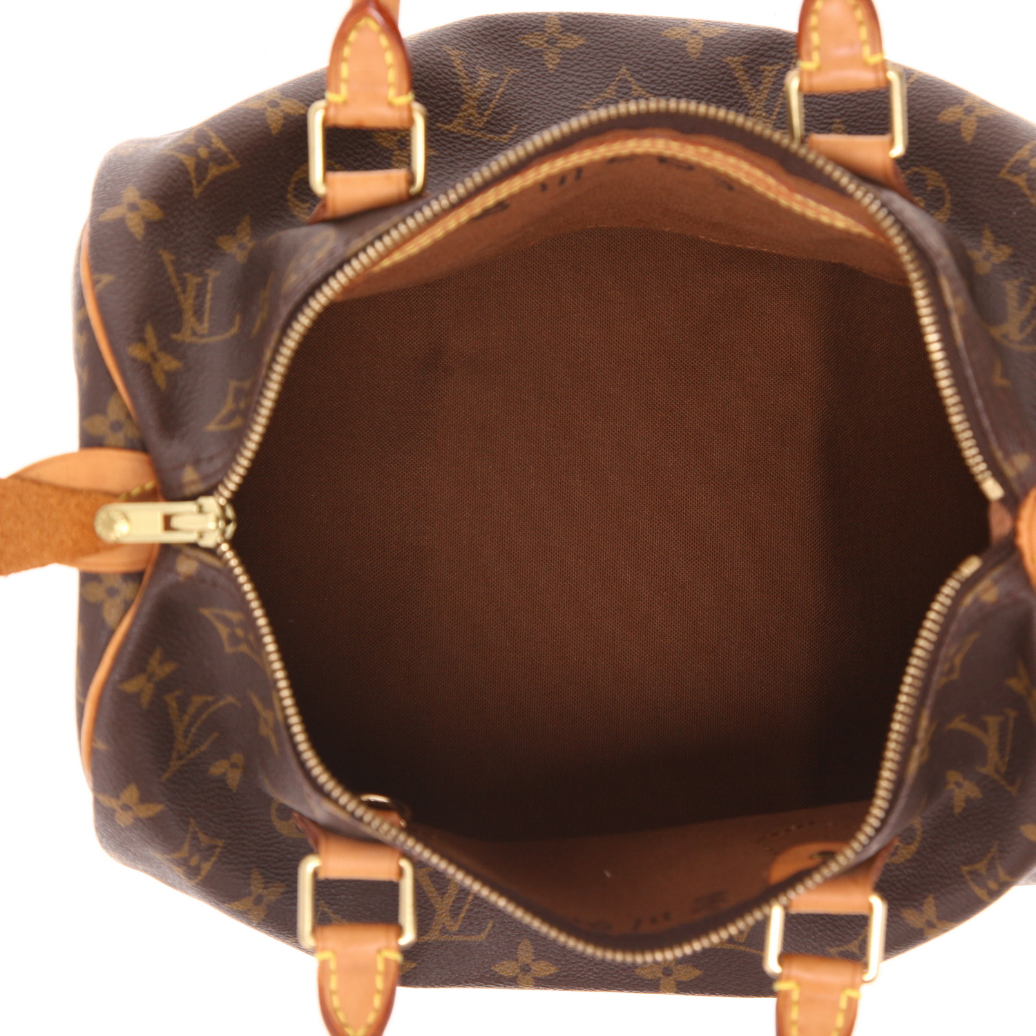 Borsa Louis Vuitton  Speedy 30 in tela monogram marrone e pelle naturale - Detail D3