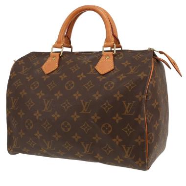 Sac à main Louis Vuitton  Speedy 30 en toile monogram marron et cuir naturel