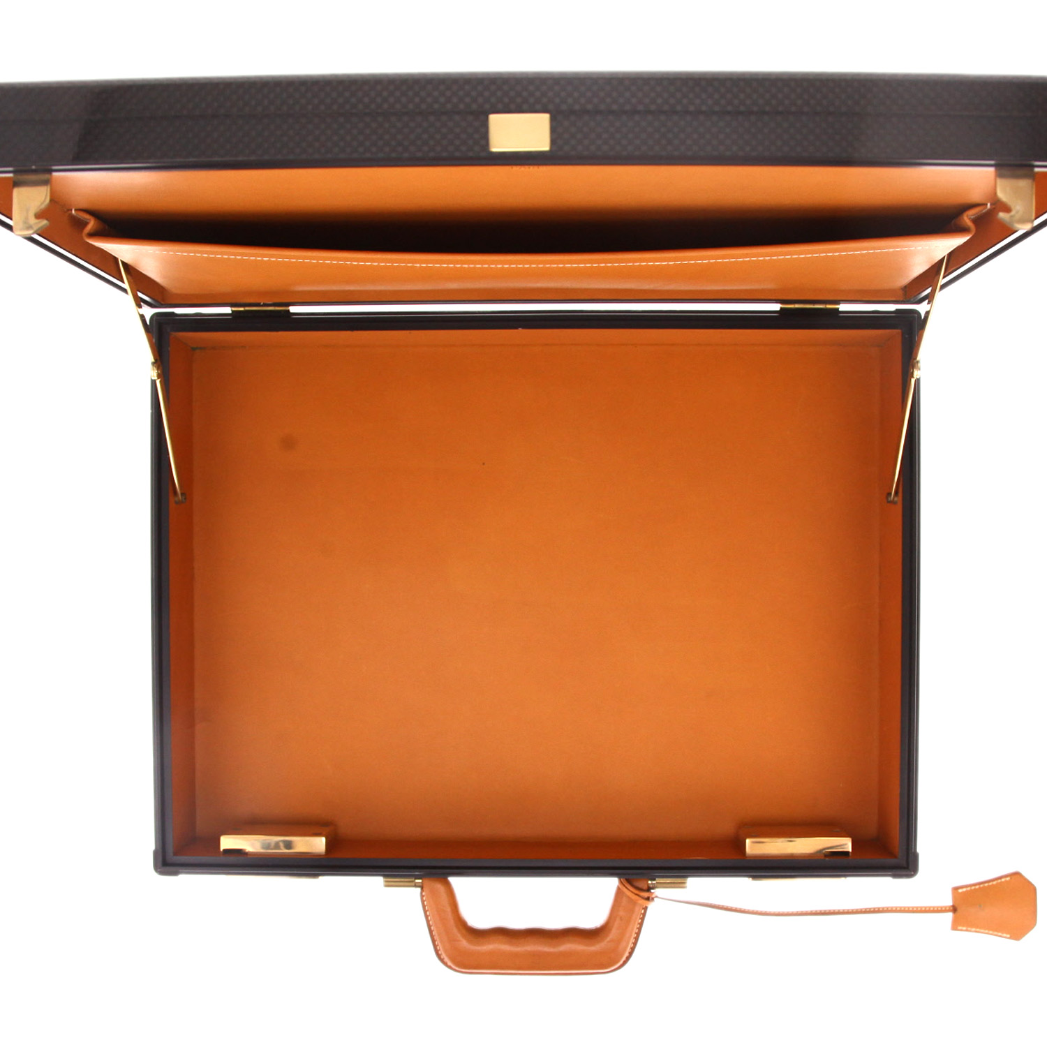 Hermès   briefcase   carbon  and natural leather - Detail D3