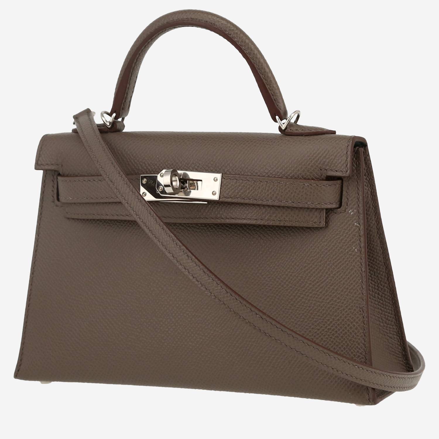 Bolso de mano Hermès  Kelly 20 cm en cuero epsom gris