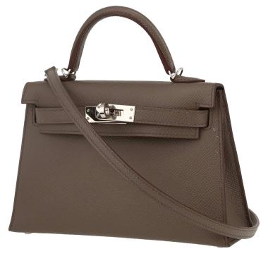 Borsa Hermès  Kelly 20 cm in pelle Epsom grigia