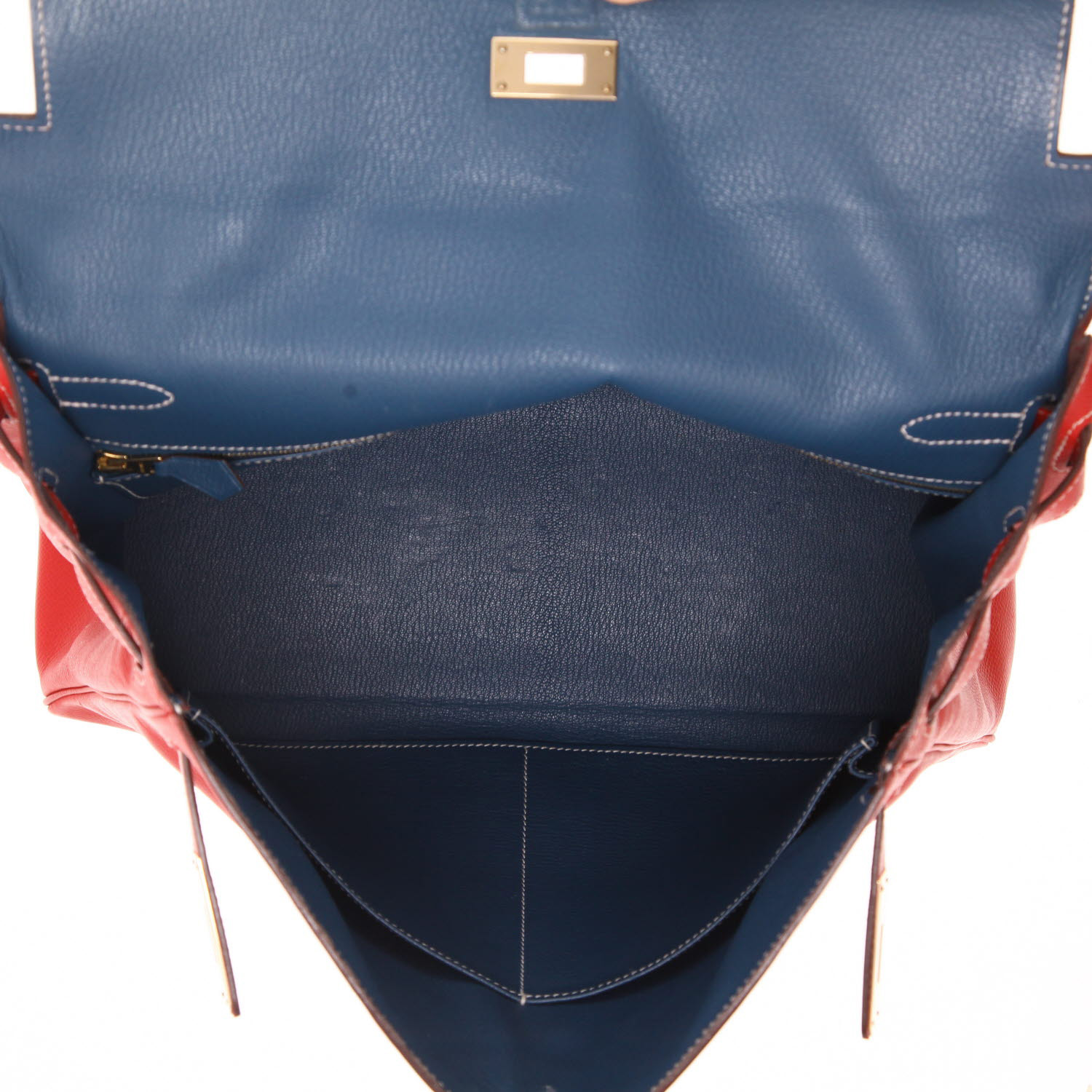 Bolso de mano Hermès  Kelly 35 cm en cuero epsom rojo - Detail D3