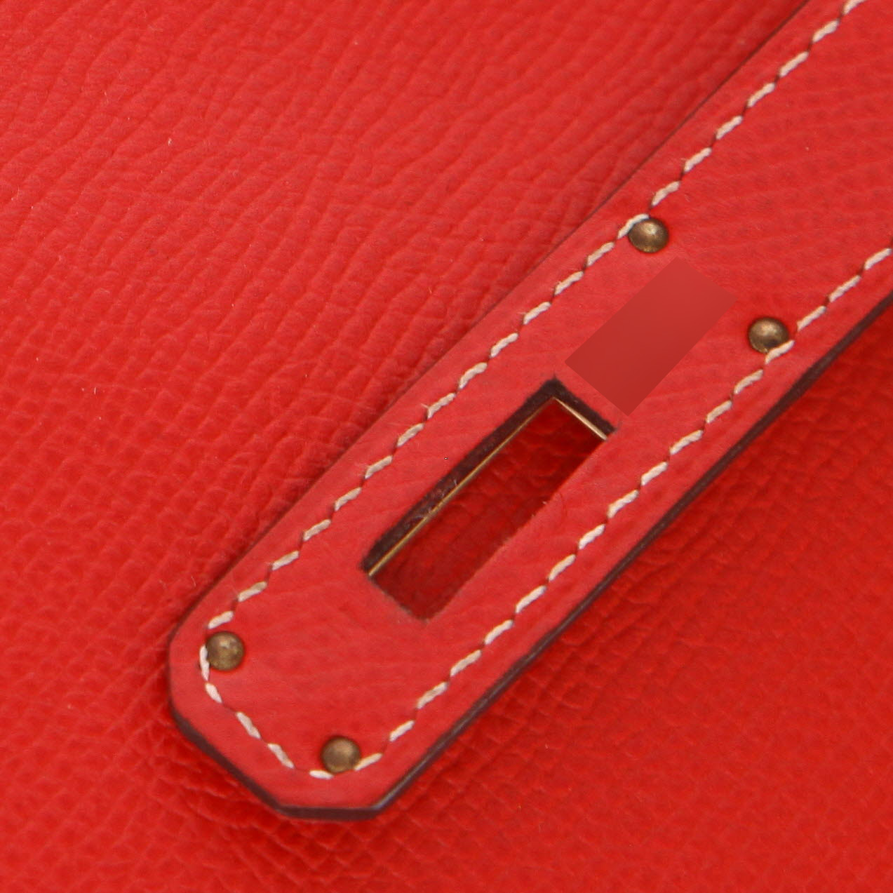 Bolso de mano Hermès  Kelly 35 cm en cuero epsom rojo - Detail D4