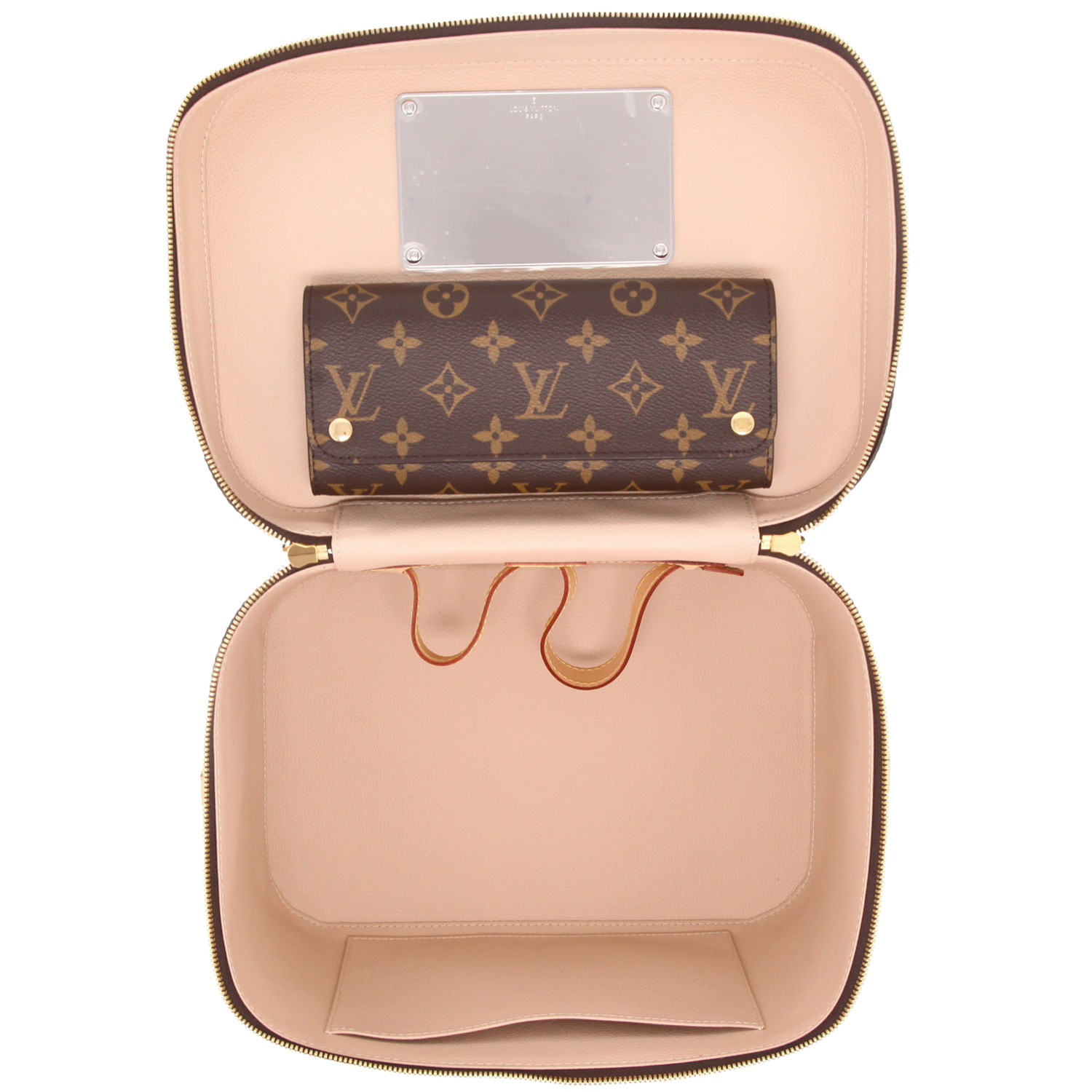 Vanity Louis Vuitton  Vanity en toile monogram marron et cuir naturel - Detail D3
