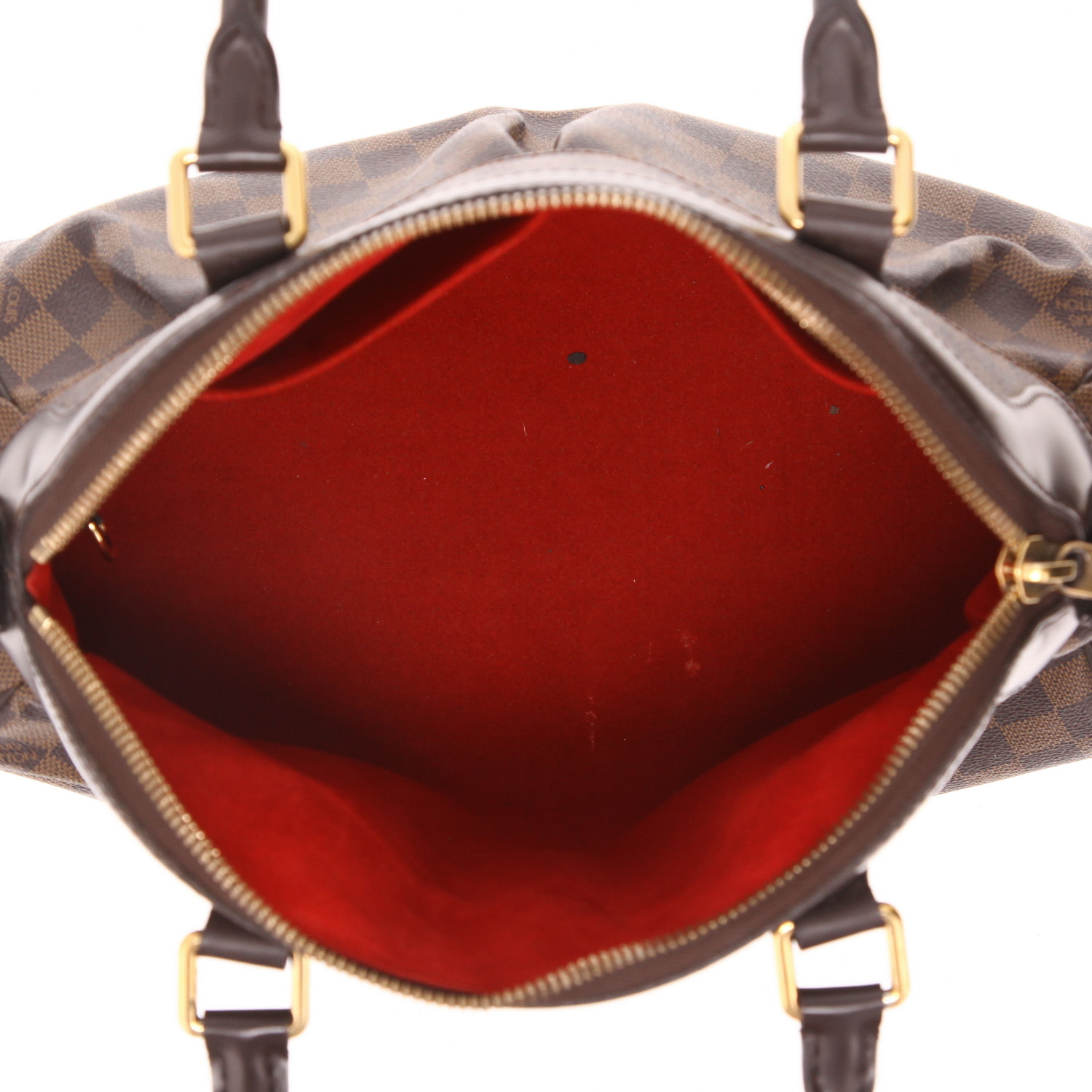 Louis Vuitton  Trevi handbag  in ebene damier canvas  and brown leather - Detail D3