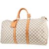 Bolsa de viaje Louis Vuitton  Keepall 50 en lona a cuadros azul celeste y cuero natural - 00pp thumbnail