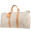 Louis Vuitton  Keepall 50 travel bag  in azur damier canvas  and natural leather - 00pp thumbnail