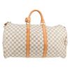 Borsa da viaggio Louis Vuitton  Keepall 50 in tela a scacchi azzurro e pelle naturale - Detail D5 thumbnail