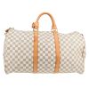 Louis Vuitton  Keepall 50 travel bag  in azur damier canvas  and natural leather - Detail D5 thumbnail