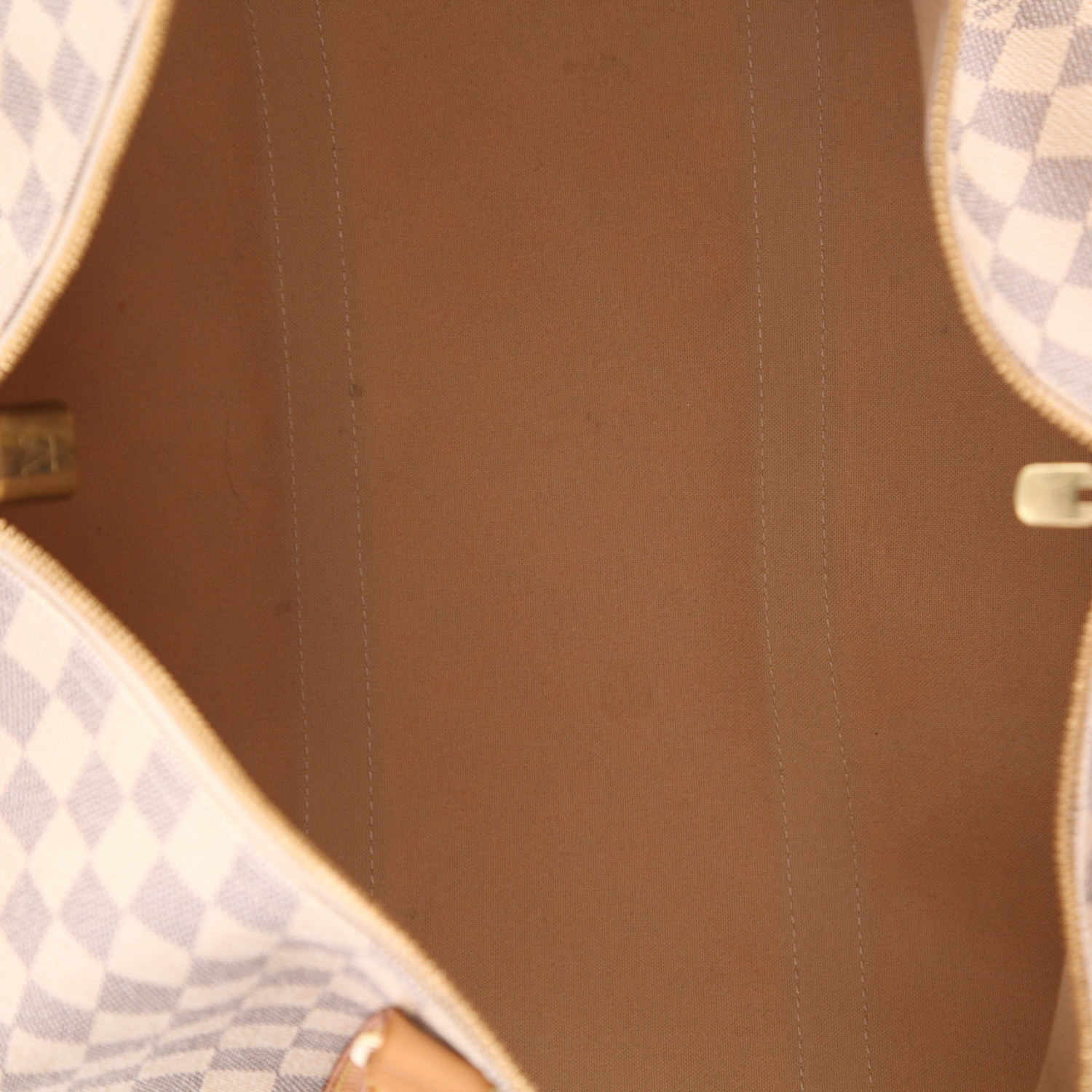 Borsa da viaggio Louis Vuitton  Keepall 50 in tela a scacchi azzurro e pelle naturale - Detail D7
