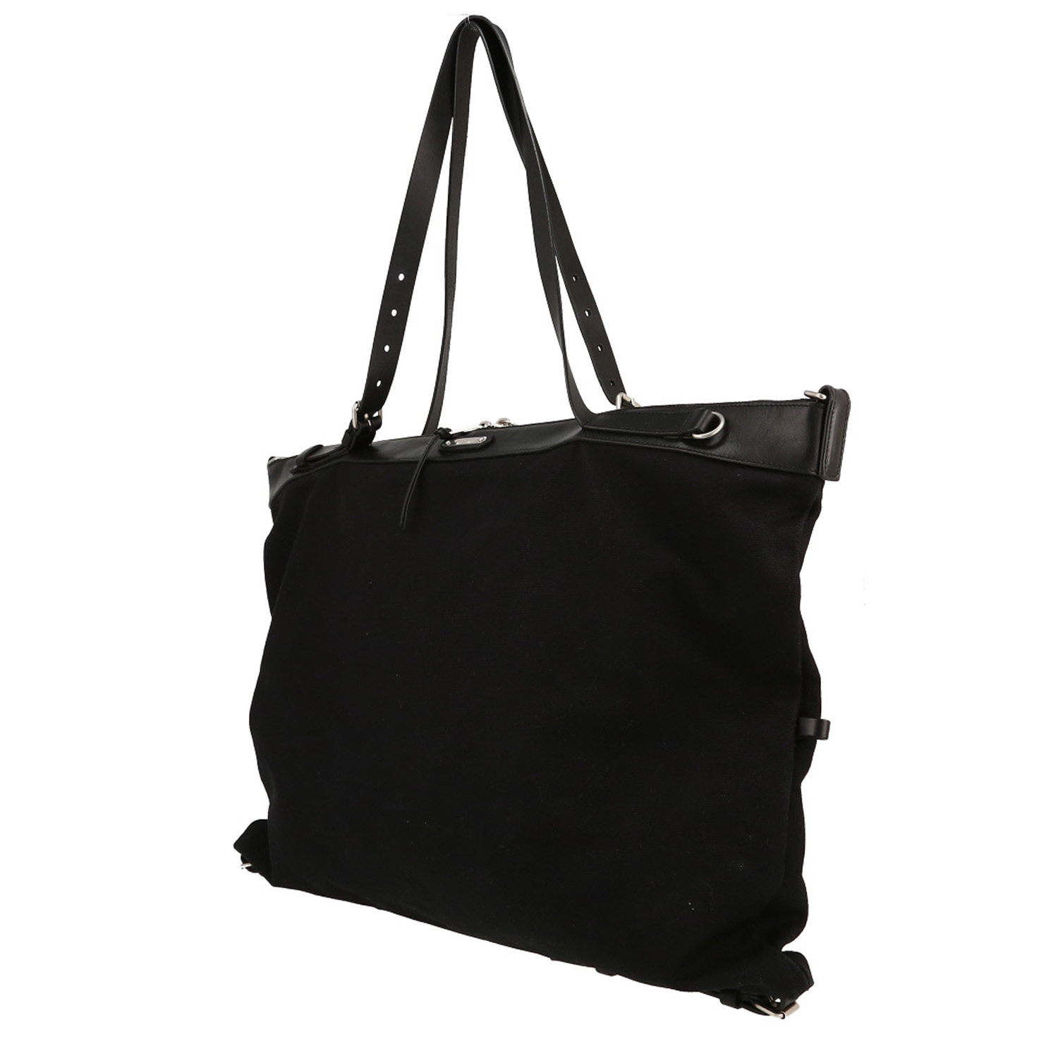 Borsa Saint Laurent   in tela nera e pelle nera - Detail D2