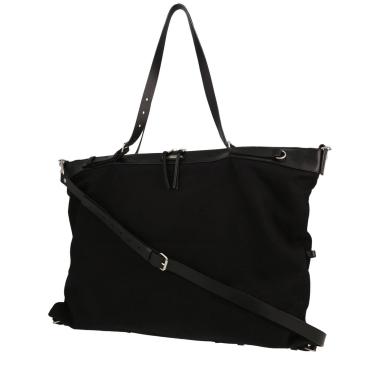 Bolso de mano Saint Laurent   en lona negra y cuero negro