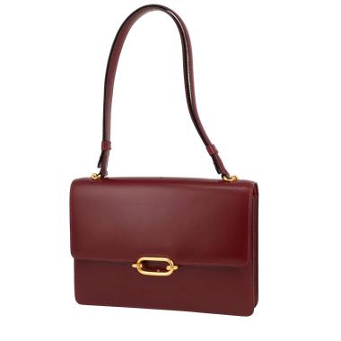 Bolso para llevar al hombro Hermès  Fonsbelle en cuero box color burdeos