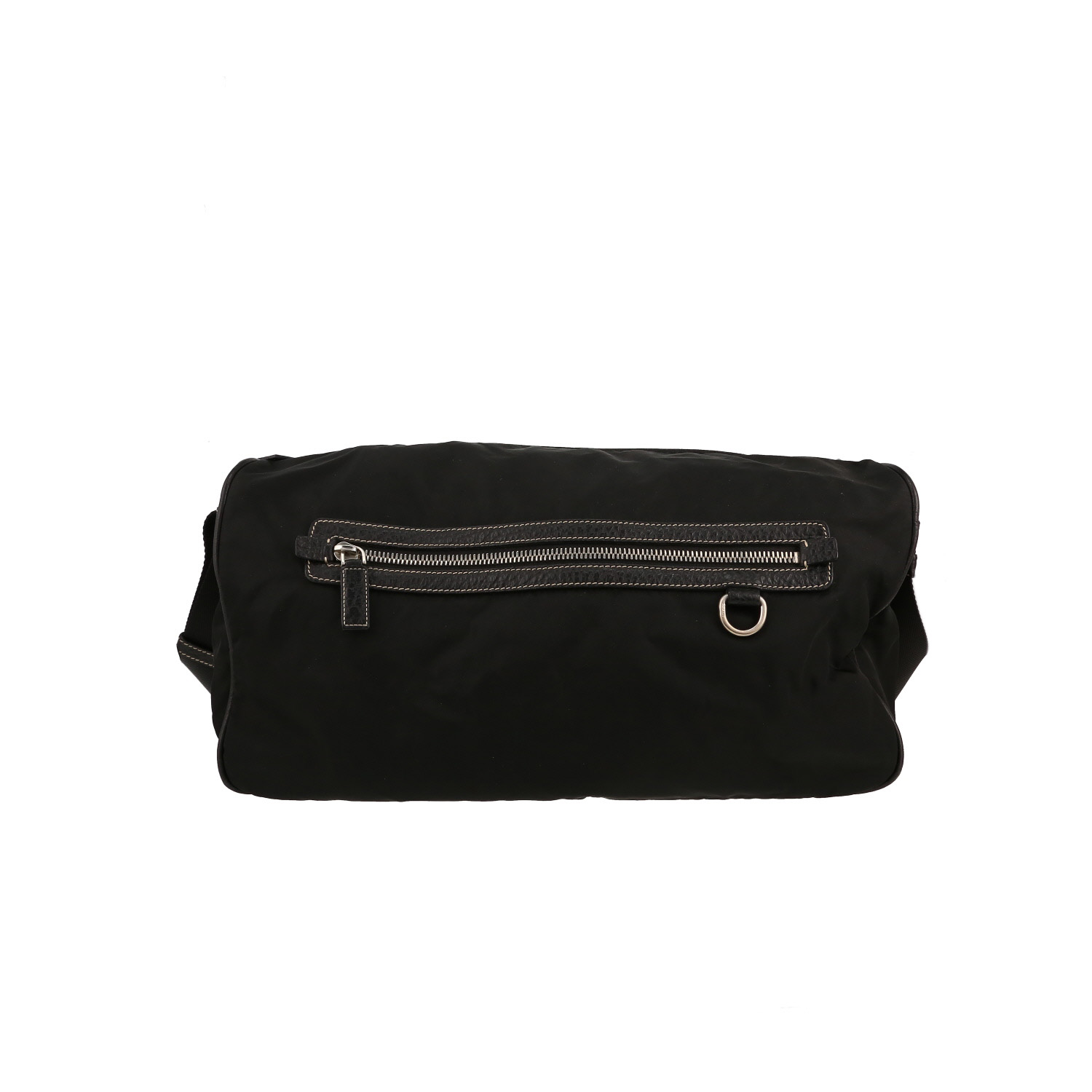 Sac de week end Prada   en toile et cuir noir - Detail D1