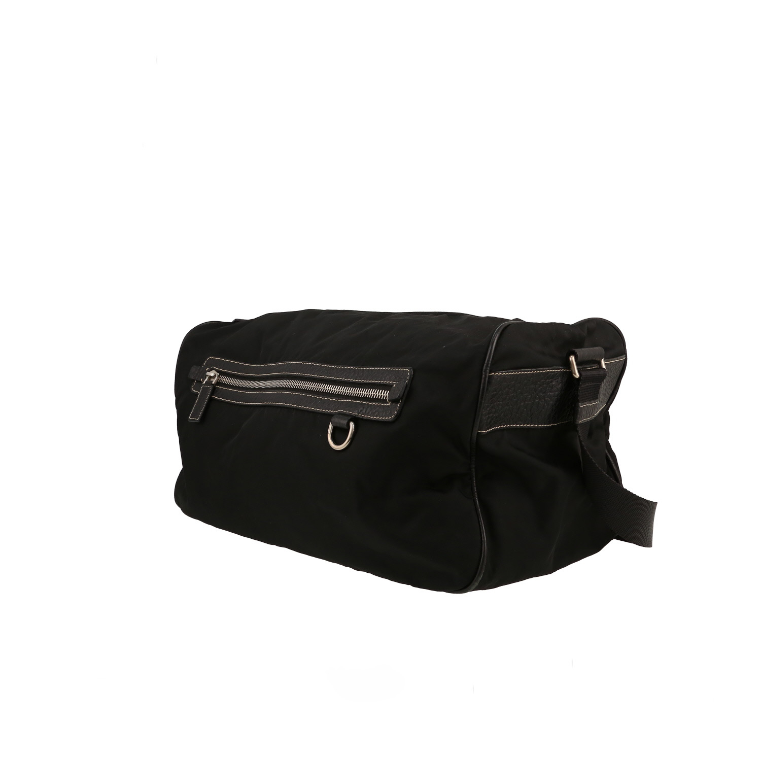 Sac de week end Prada   en toile et cuir noir - Detail D2
