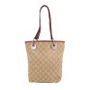 Sac cabas Gucci   en toile siglée beige et cuir rouge - 360 thumbnail