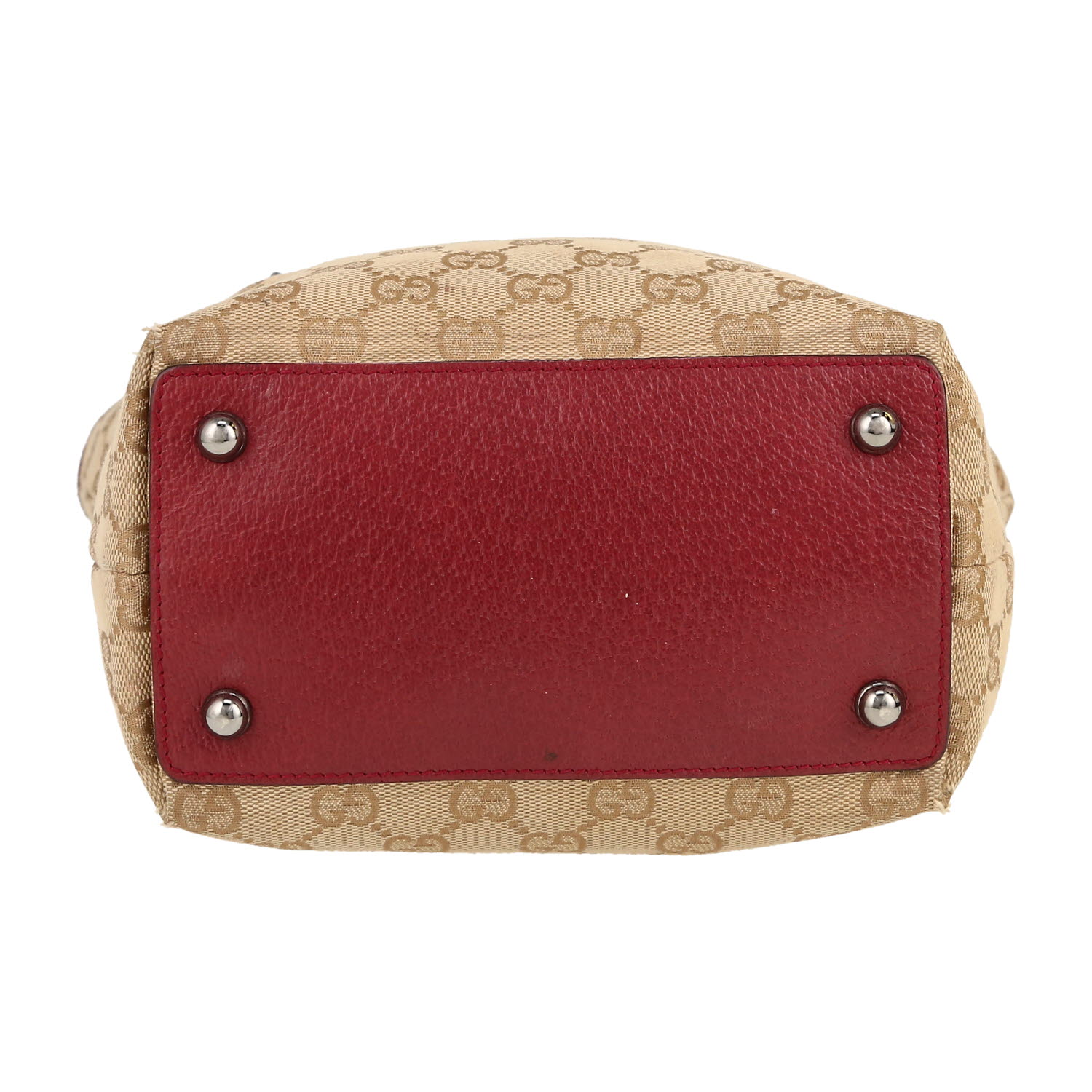 Gucci   shopping bag  in beige logo canvas  and red leather - Detail D1