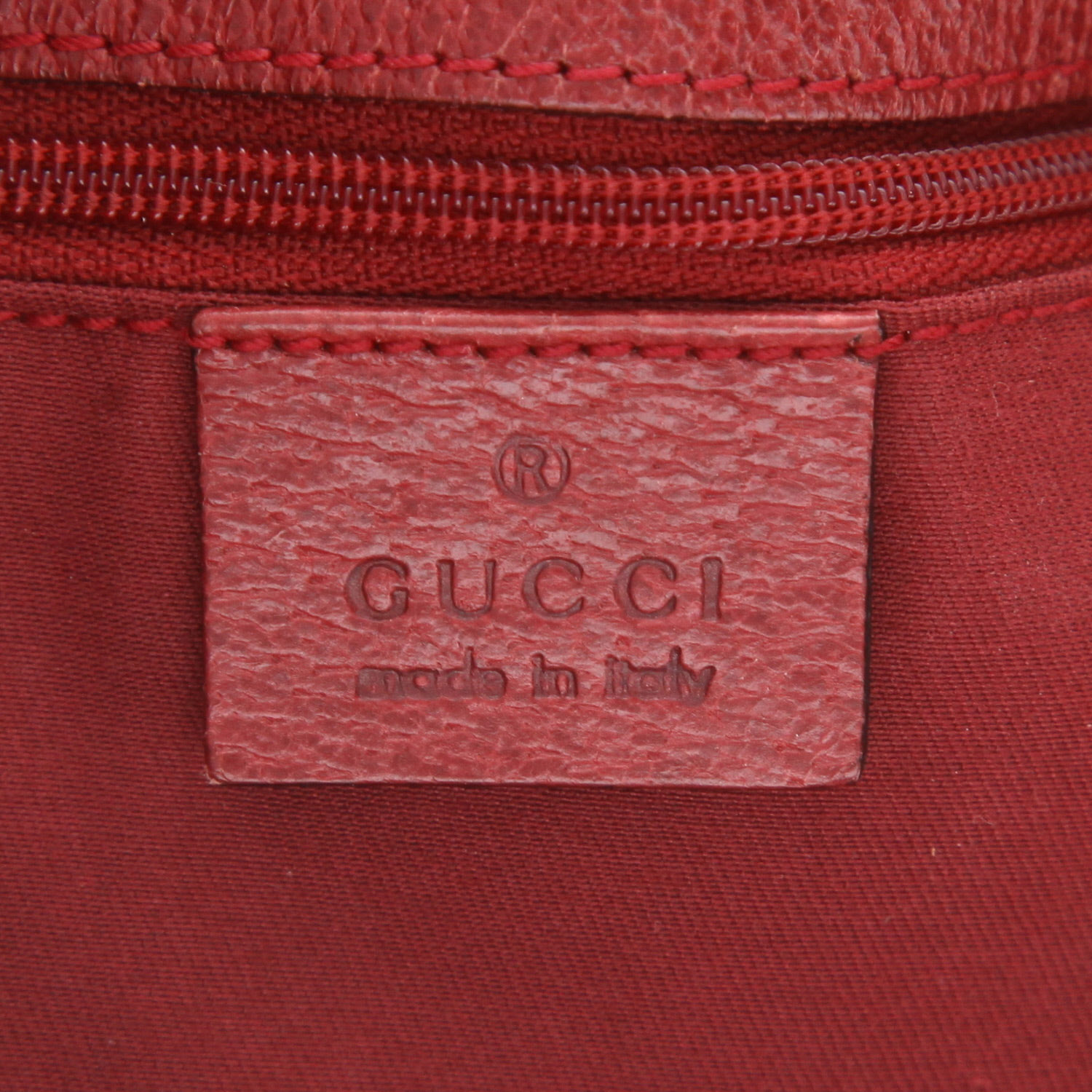 Sac cabas Gucci   en toile siglée beige et cuir rouge - Detail D2