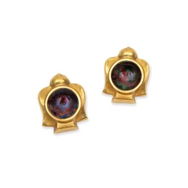 Line Vautrin (1913-1997), Paire de clips d'oreilles 'La colombe de la pleine lune' - circa 1950