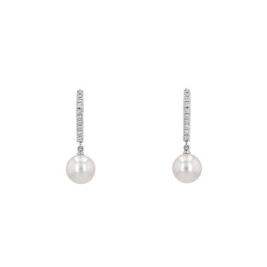 Mikimoto  earrings in white gold, Akoya cultured pearls and diamonds