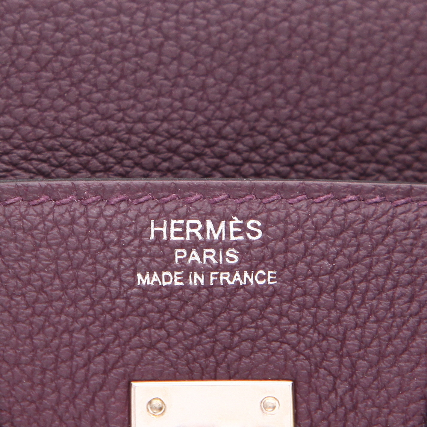 Borsa Hermès  Birkin 25 cm in pelle togo viola Cassis - Detail D2